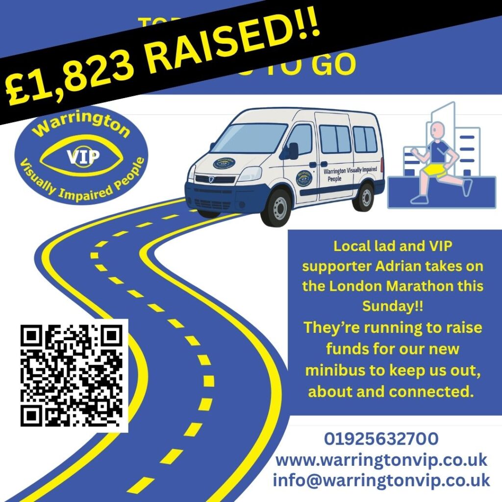 Poster Image of a minbus fundraiser with the total of £1823 raised
