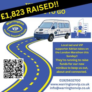 Poster Image of a minbus fundraiser with the total of £1823 raised